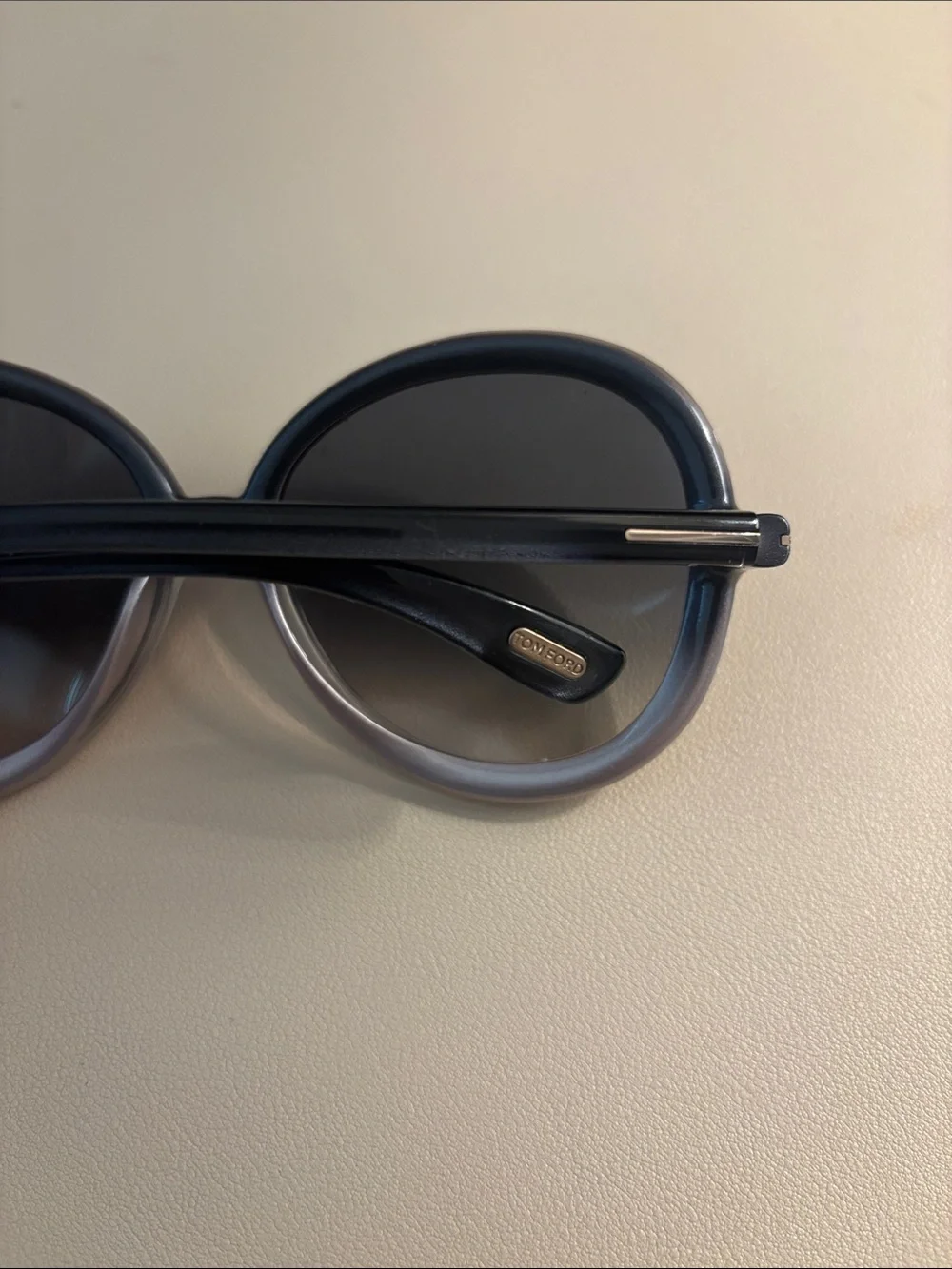 Tom Ford Oversized Gradient Black to Brown Round Sunglasses